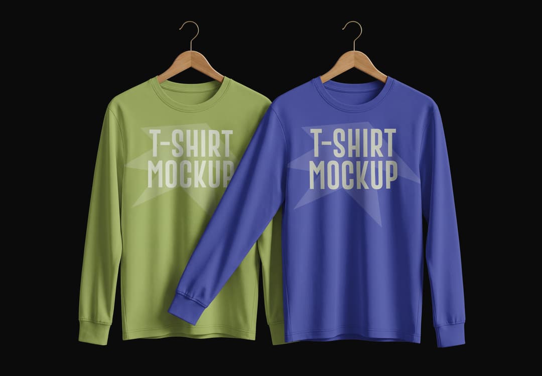 Hanging Long Sleeve T-Shirt Mockup | MockupHive