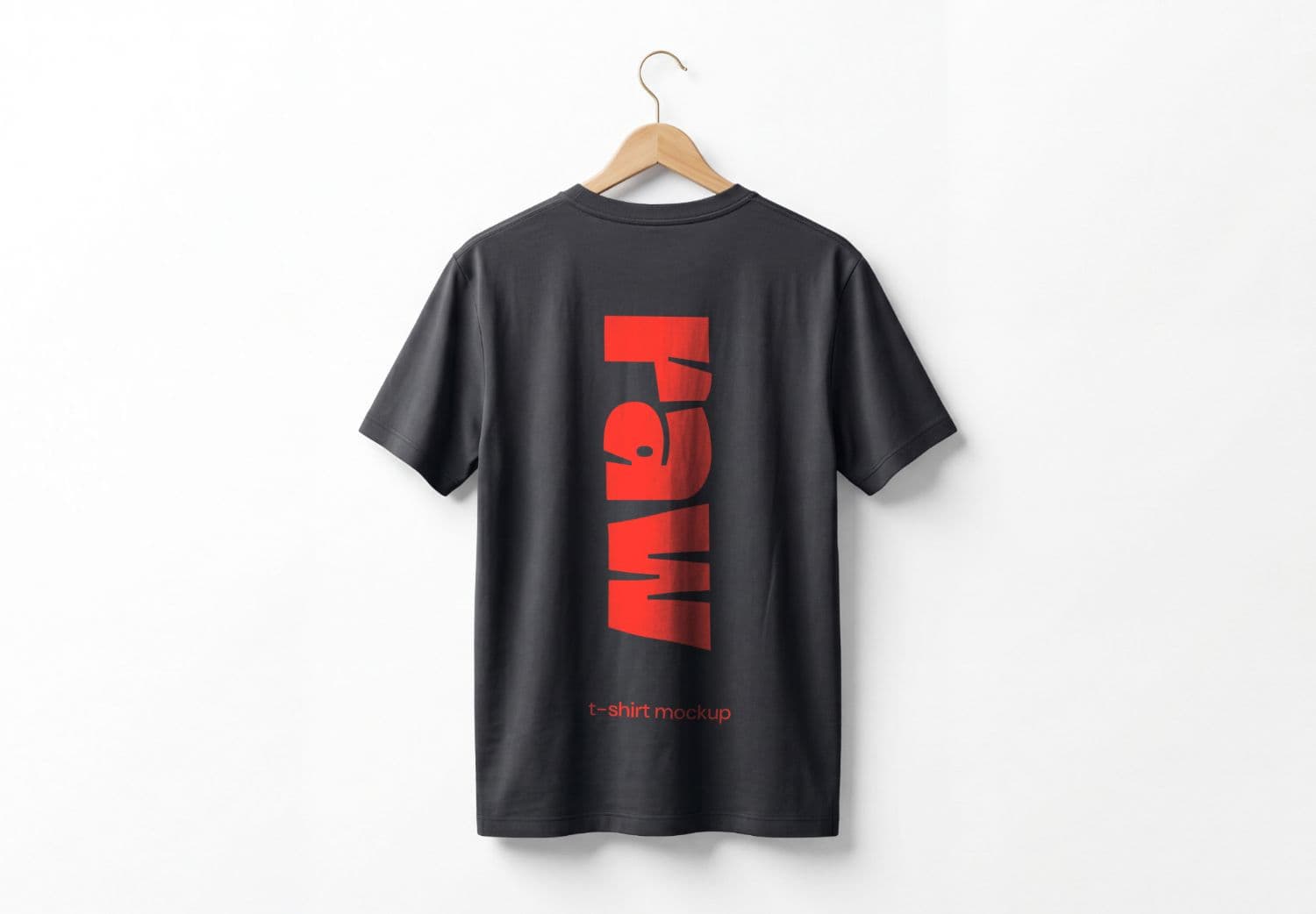 Black T-Shirt Back View Hanger Mockup