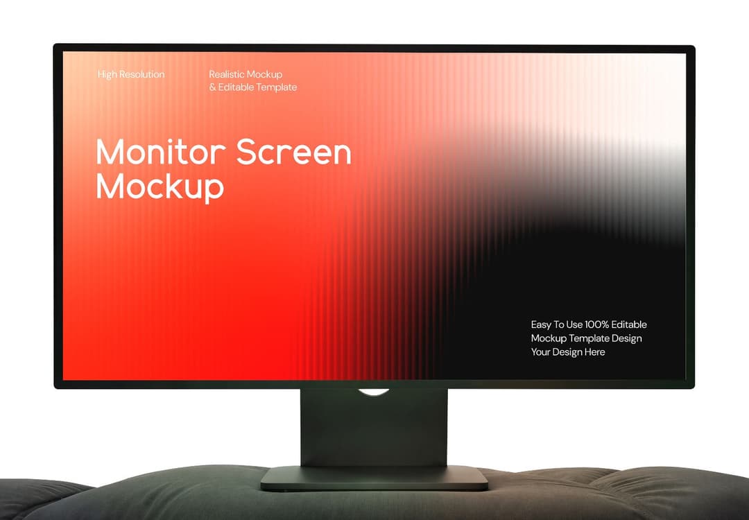 Realistic Desktop Monitor Screen Mockup