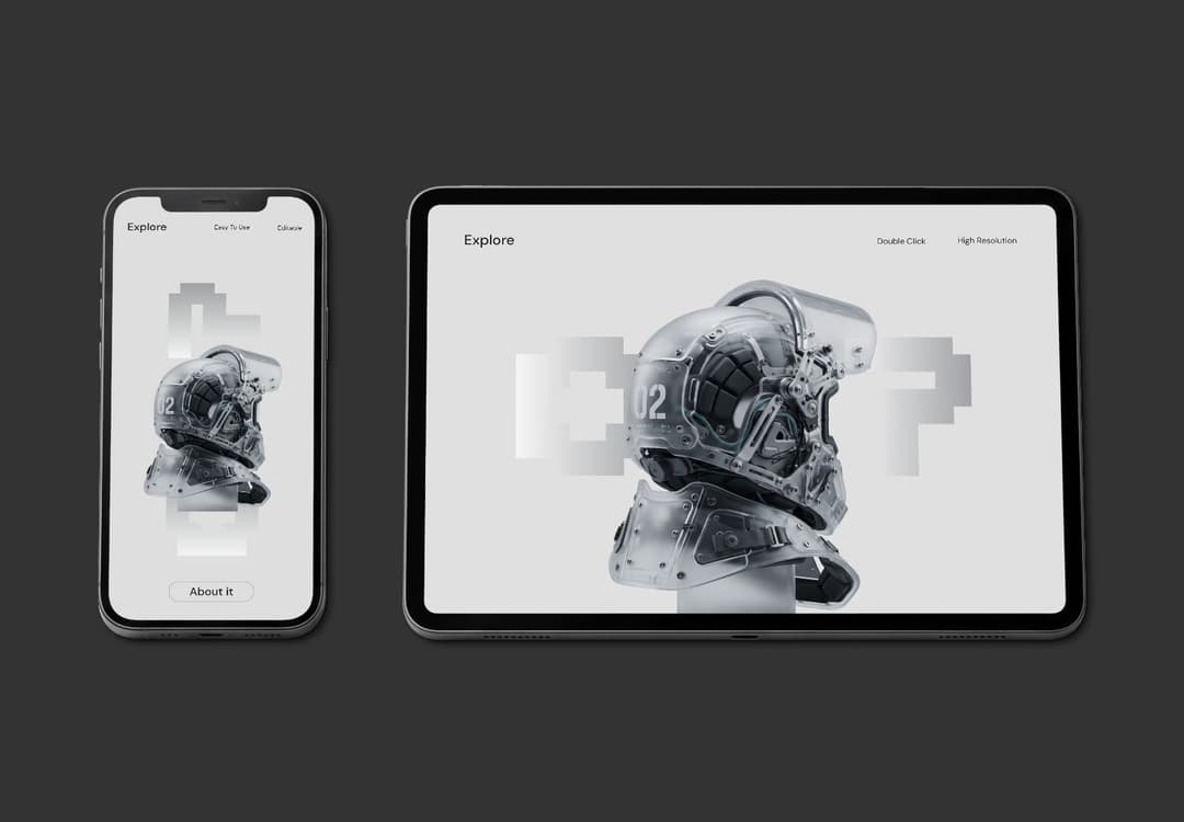 Mobile and Tablet Presentation Mockup for Digital Interface Design
