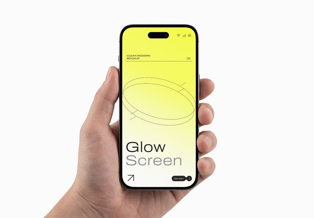 Realistic Hand Holding Mobile Phone Mockup