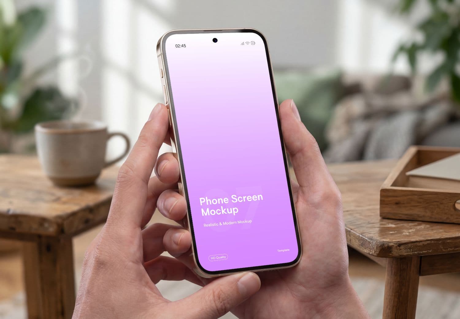 Editable Hand Holding Phone Mockup