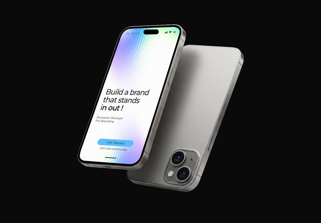 iPhone 16 Front & Back Floating Mockup