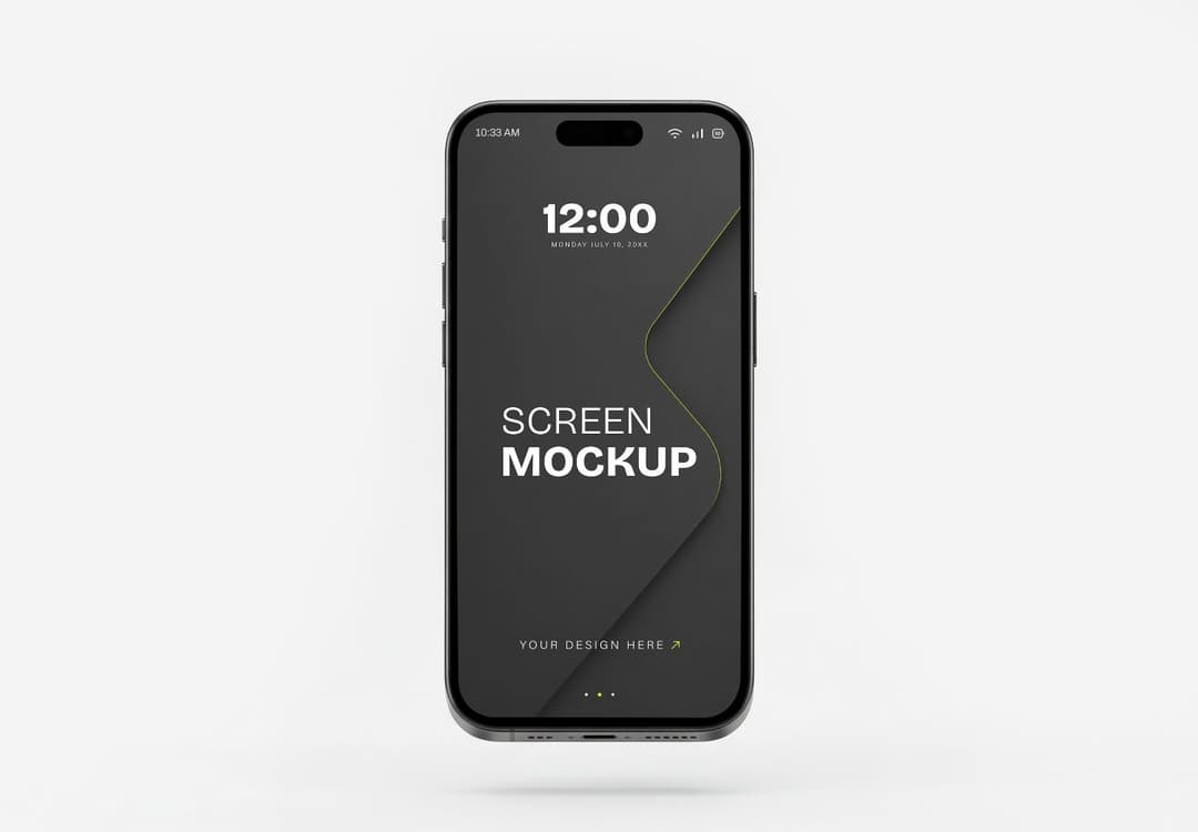 Realistic Floating iPhone 16 Pro Screen Mockup