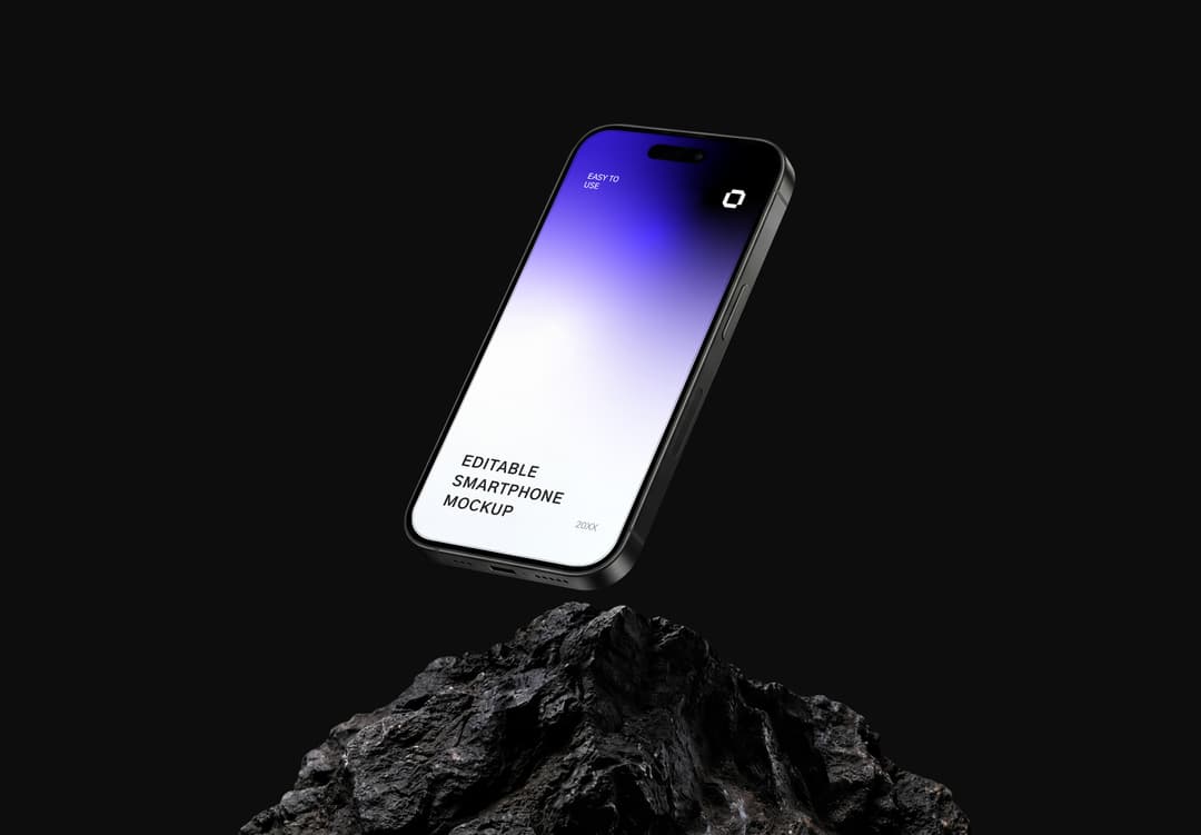 Realistic Floating iPhone Screen Mockup