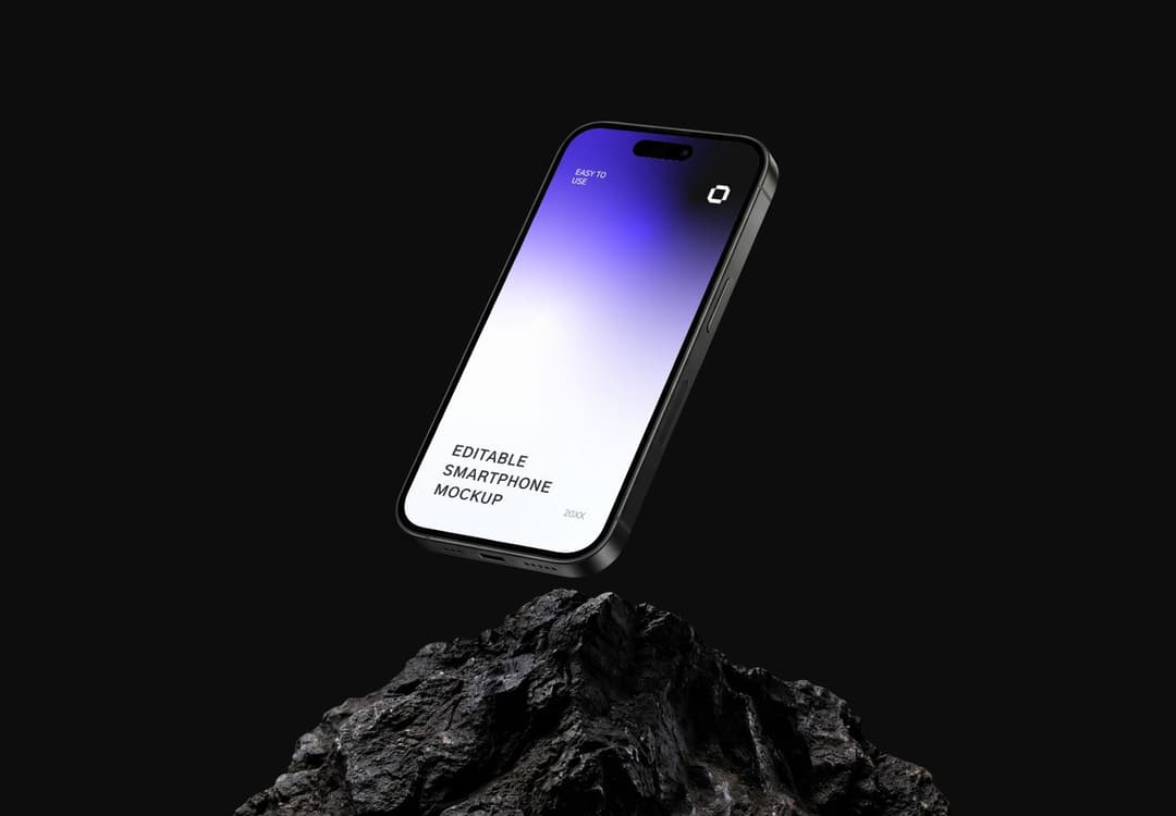 Realistic Floating iPhone Screen Mockup