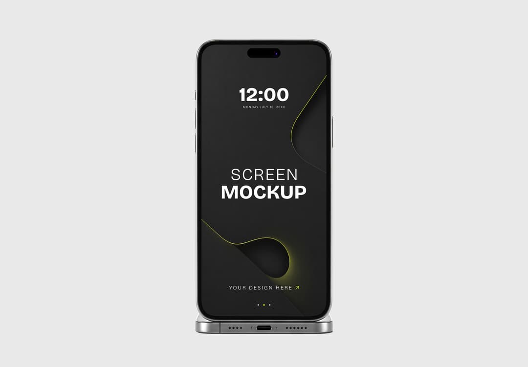 iPhone 16 Pro Front View Screen Mockup
