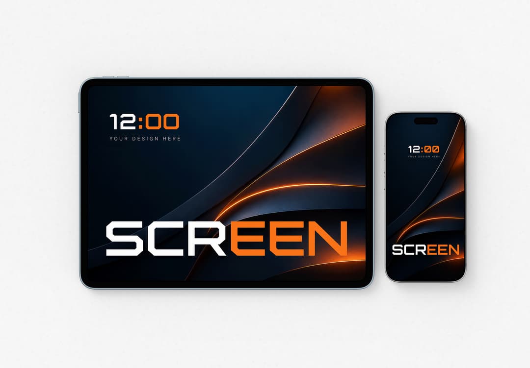 Realistic Tablet & iPhone Screen Mockup