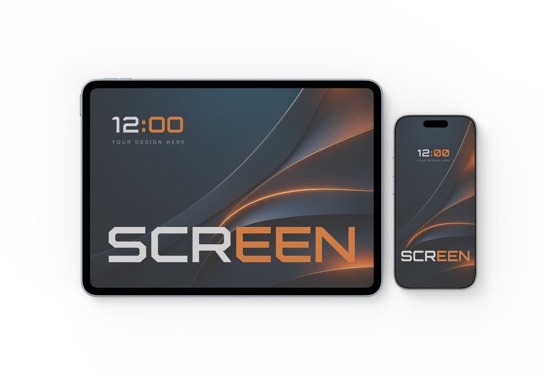 Realistic Tablet & iPhone Screen Mockup