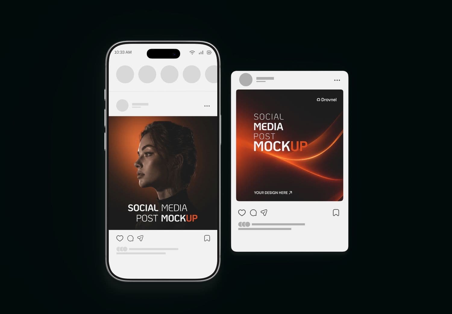 Social Media Post Mockup with iPhone Mobile Screen