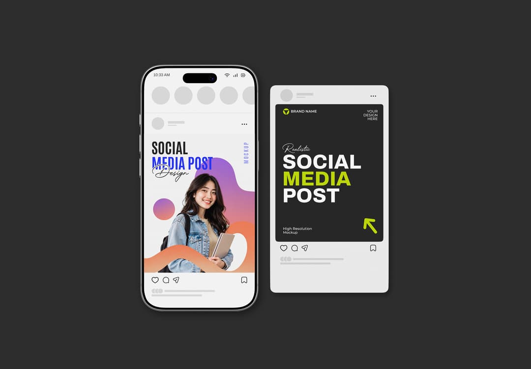 Realistic Instagram Social Media Post Mockup | MockupHive