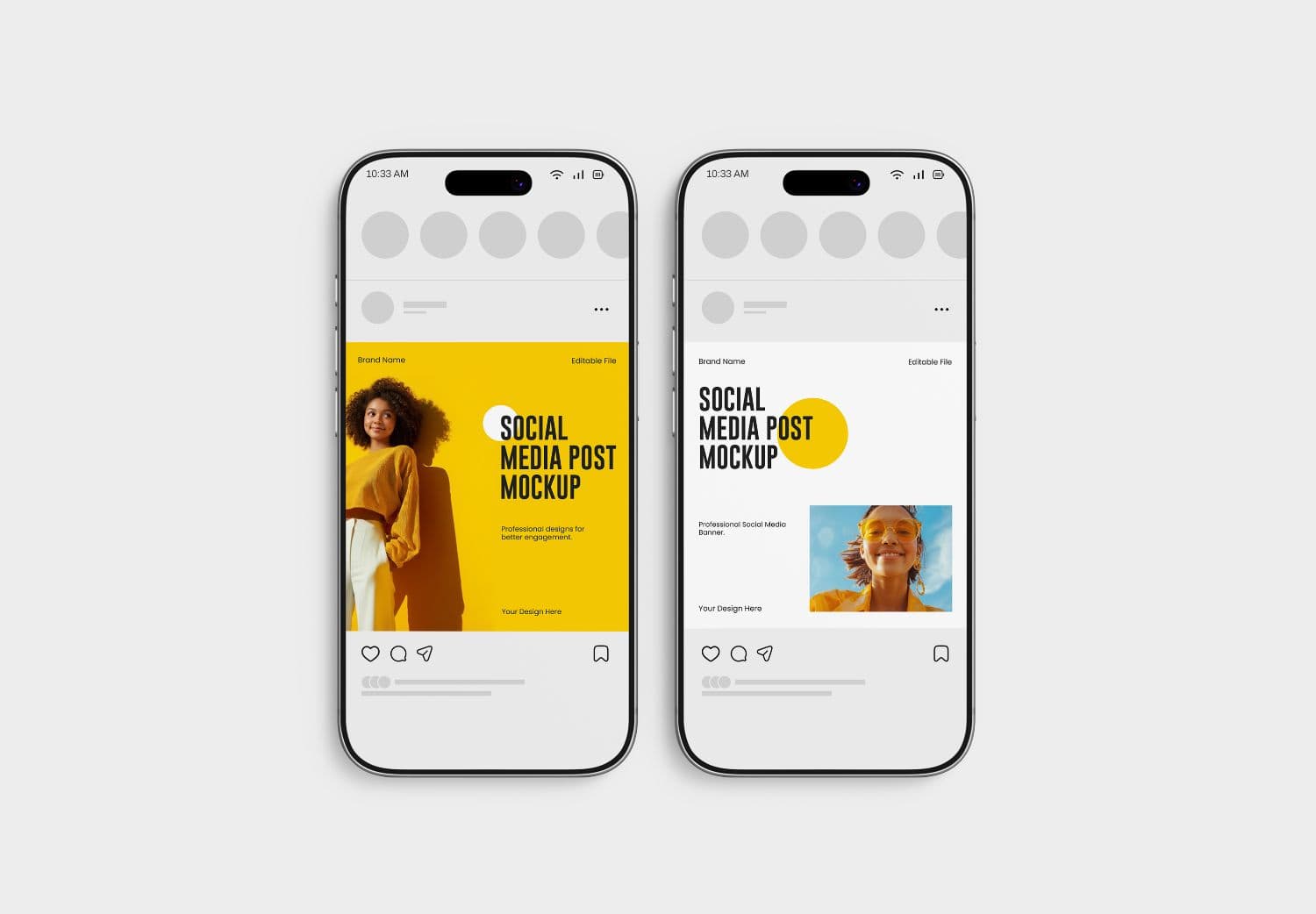 Realistic Instagram Post Mockup with Dual Mobile Screens