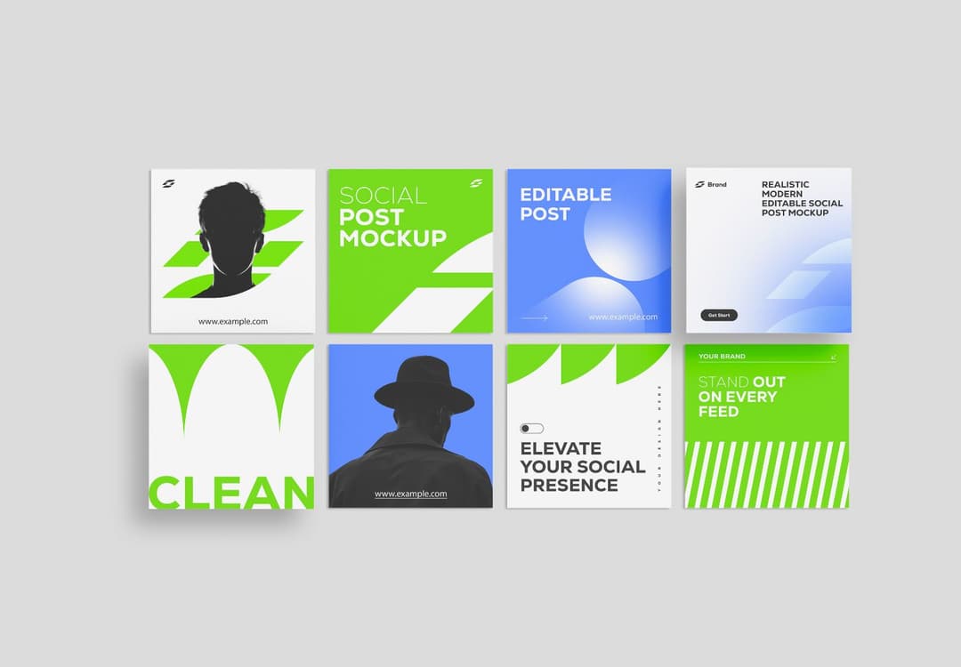 Social Media Post Mockup Collection with Multiple Square Designs