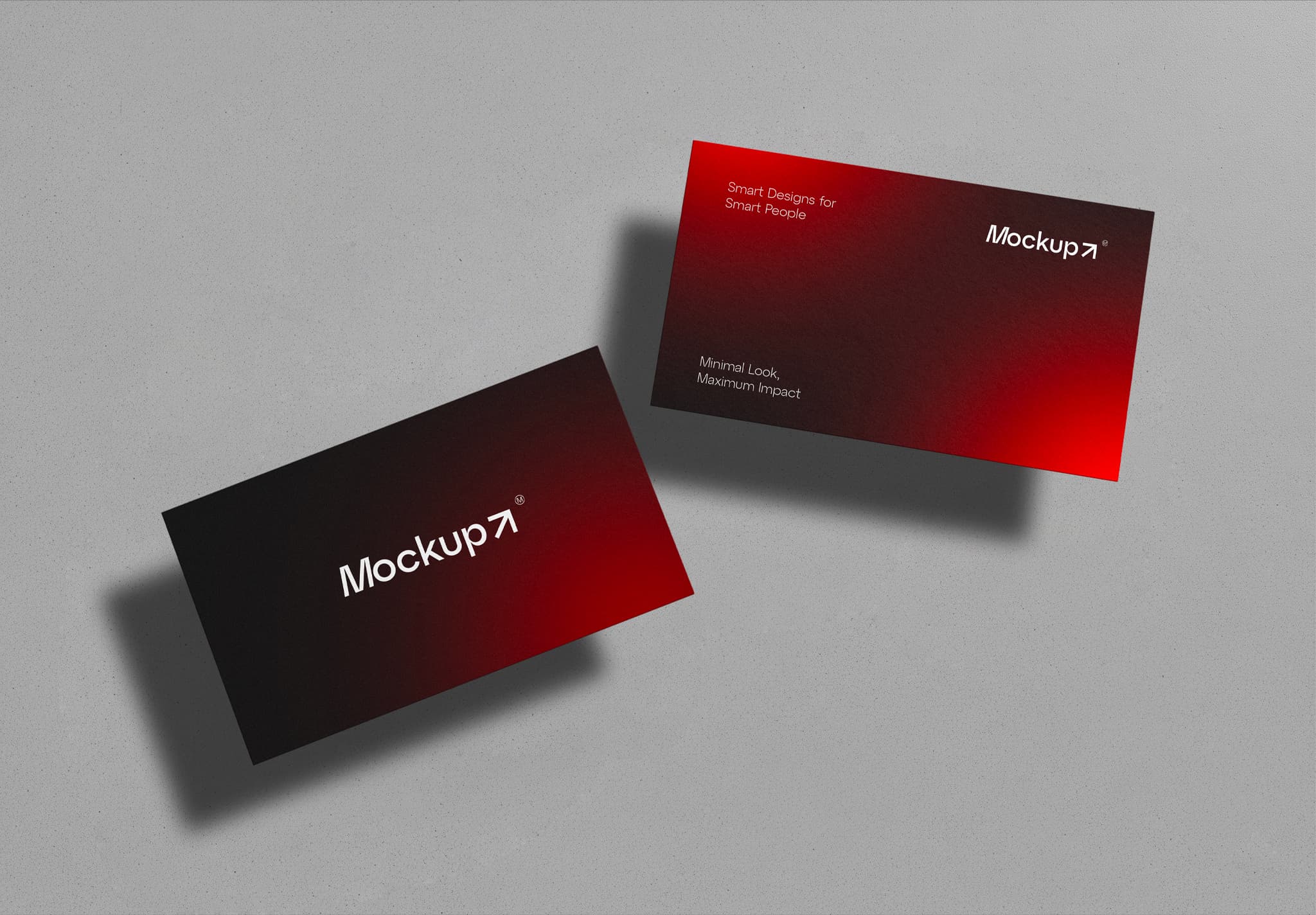 Minimal Red Gradient Business Card Mockup – Dual View on Textured Surface