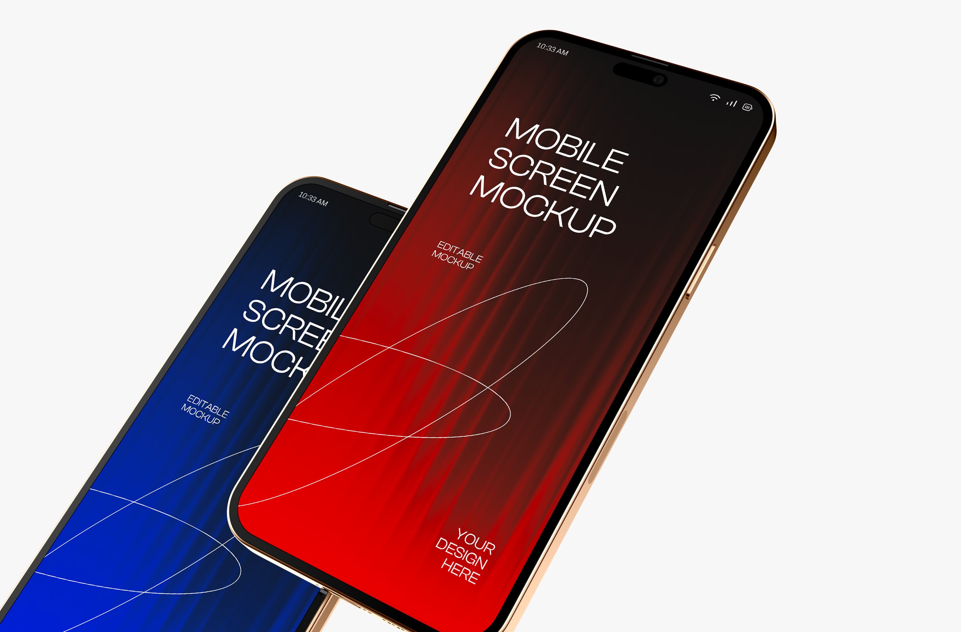 Dual Smartphone Screen Mockup – Red & Blue Gradient Design