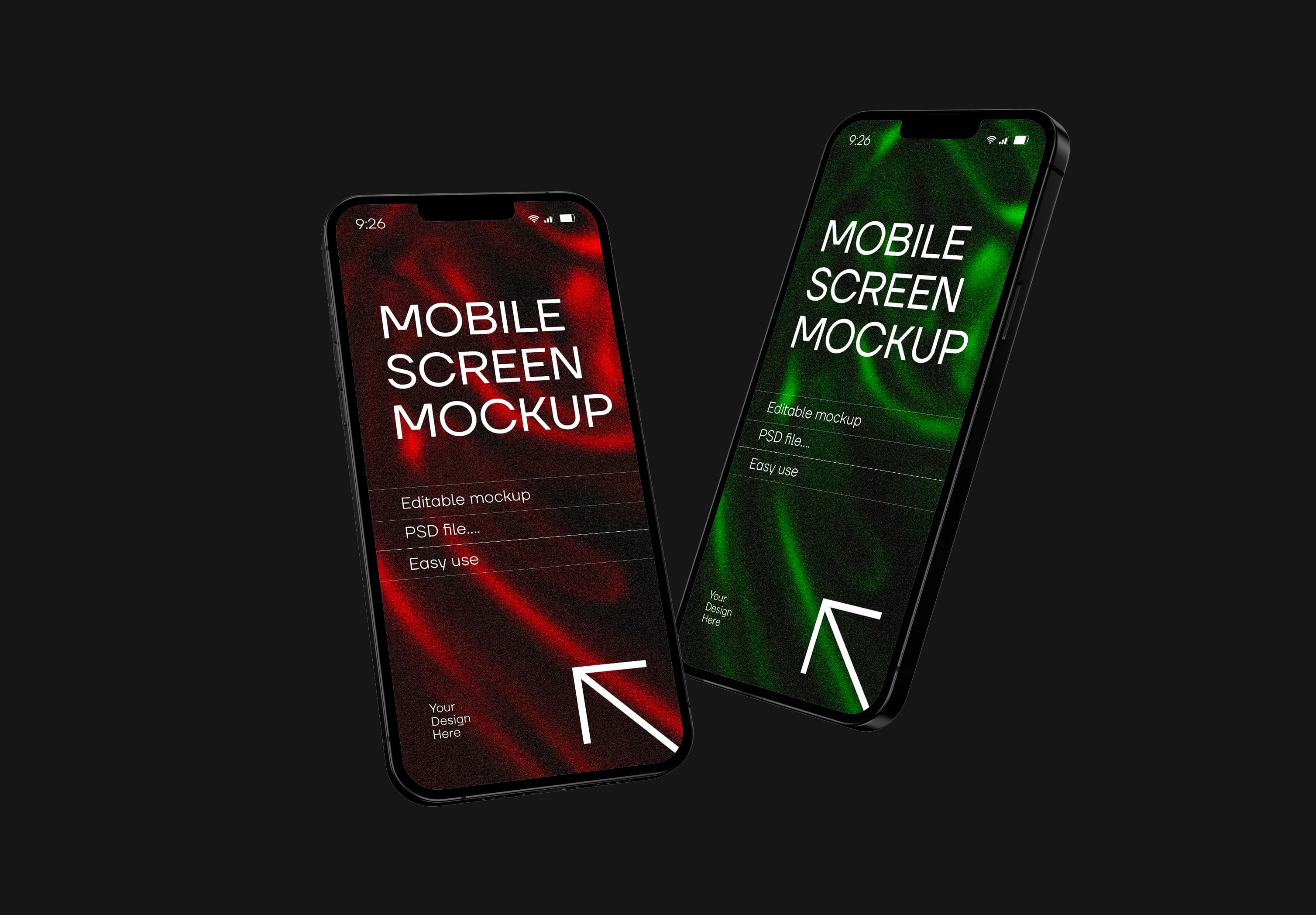 Free Dual Smartphone Screen Mockup – on Dark Background