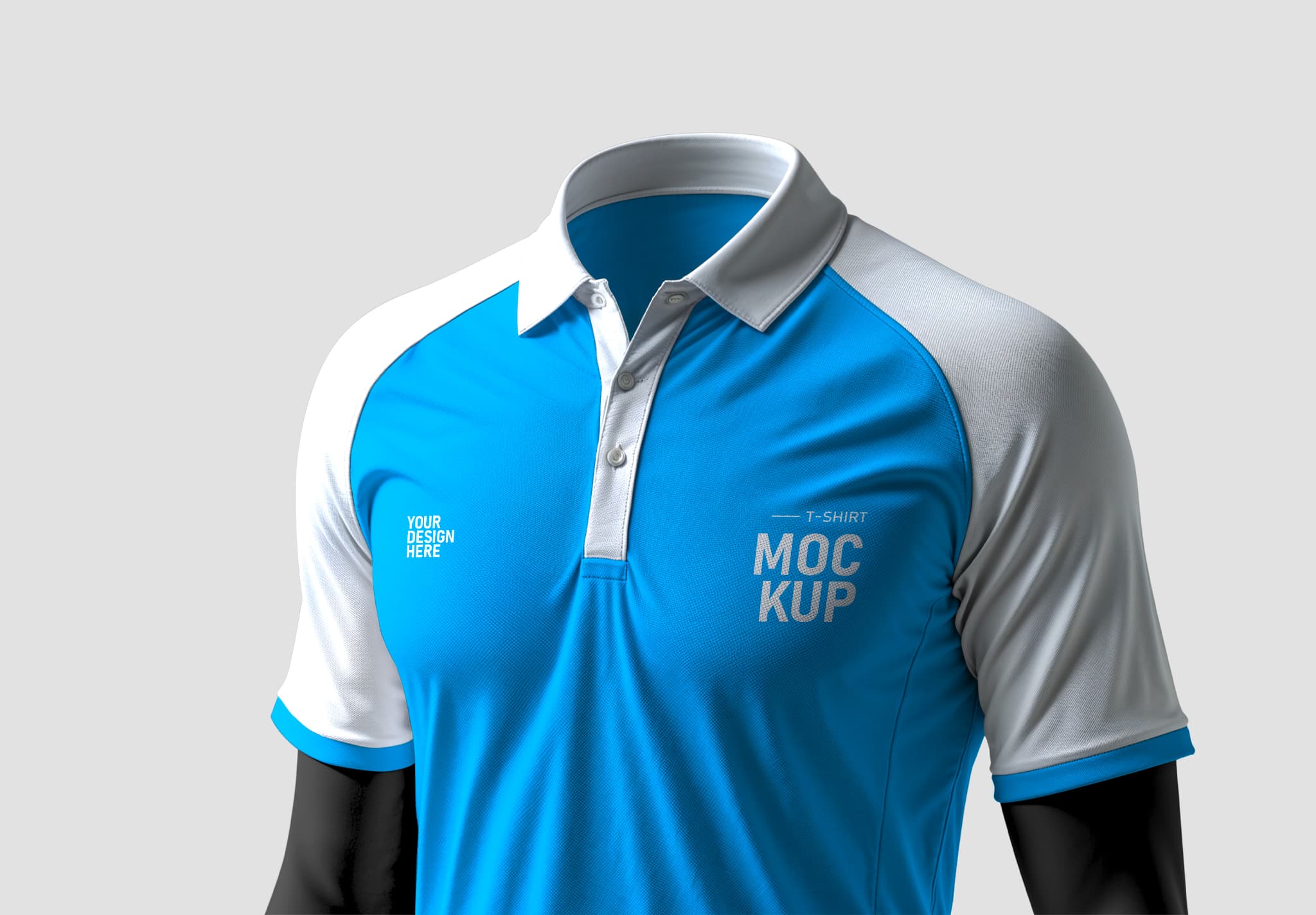 Polo Shirt Mockup – Sporty Blue & White Design Template