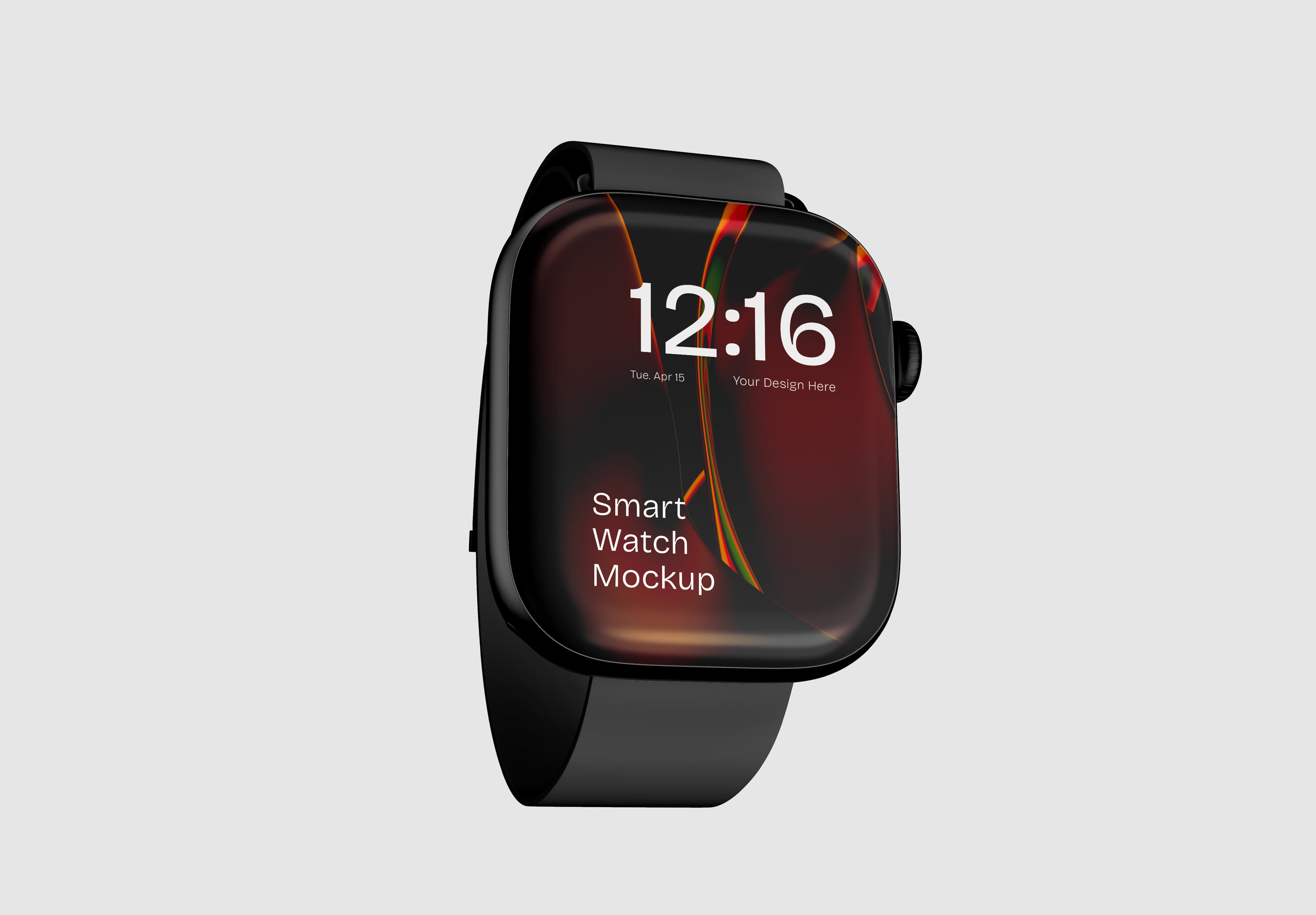 Modern Smart Watch Mockup – Sleek Black Design with Dynamic Display