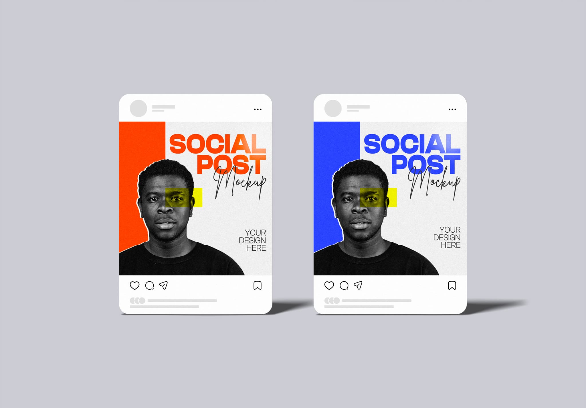 Social Post Mockup Duo – Portrait + Color Block Style