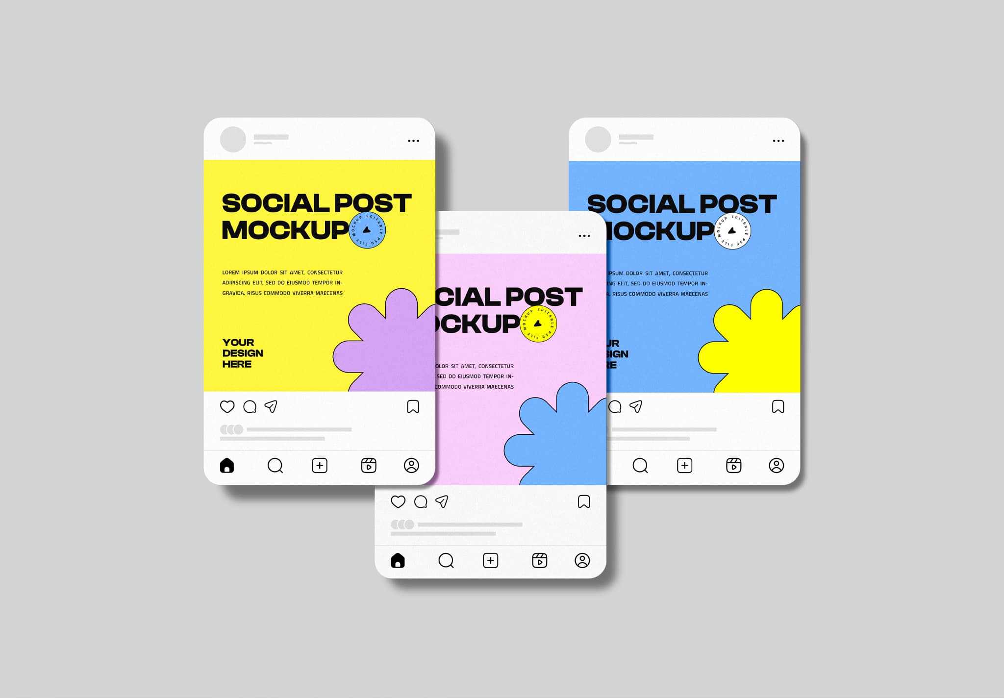 Social Post Mockup Trio – Editable Feed Layout Template