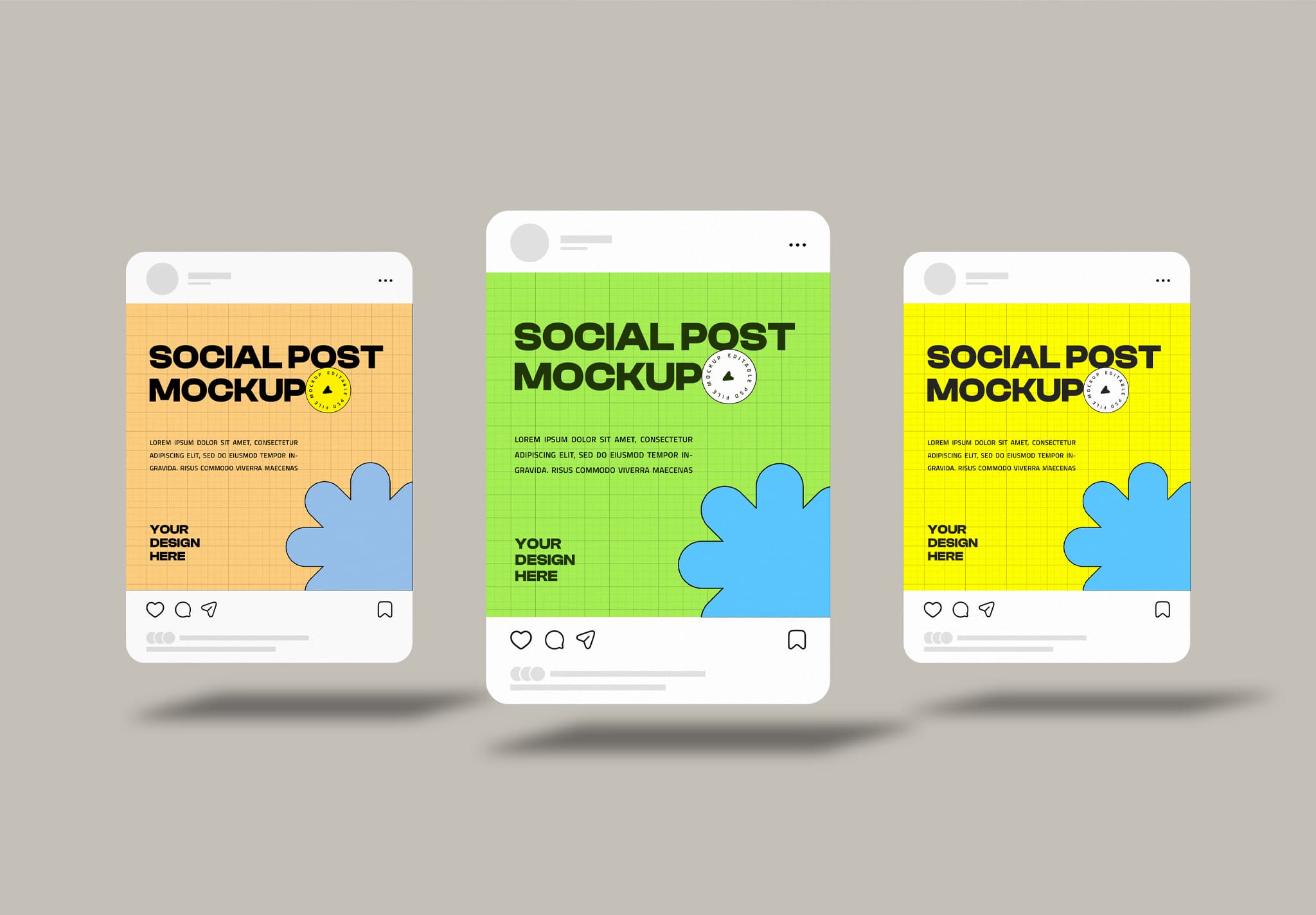 Social Post Mockup Trio – Grid Style with Color Themes