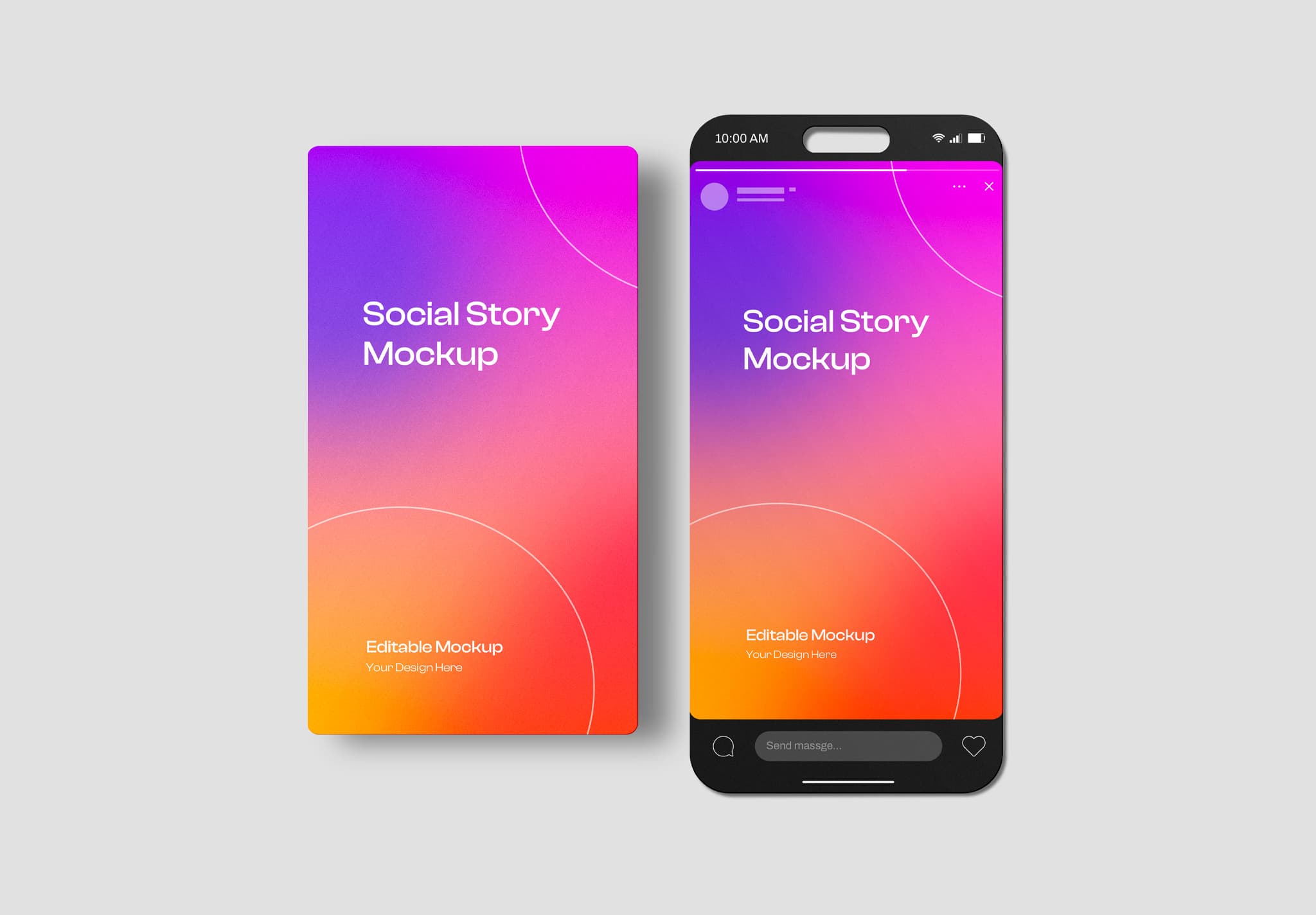 Social Story & Mobile Screen Combo Mockup – Editable PSD