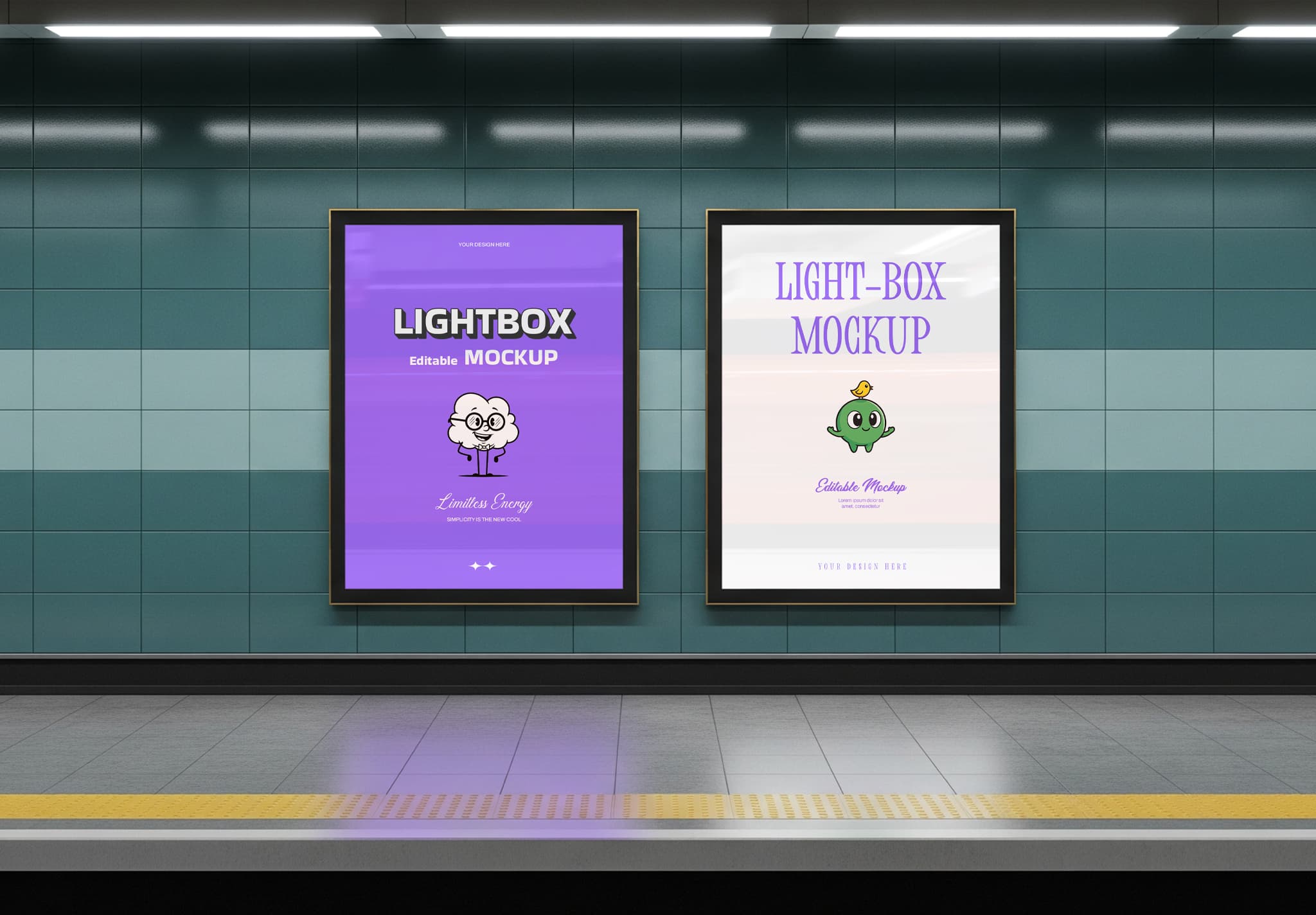 Subway Station Light-Box Advertising Mockup