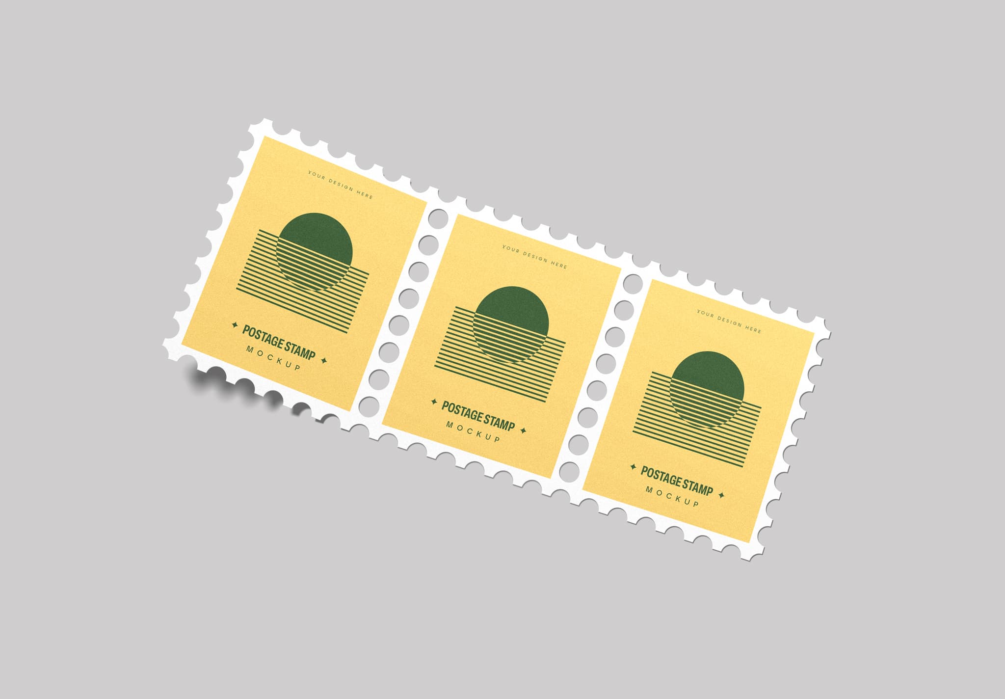 Triple Postage Stamp Mockup Strip – Editable Print Design Template