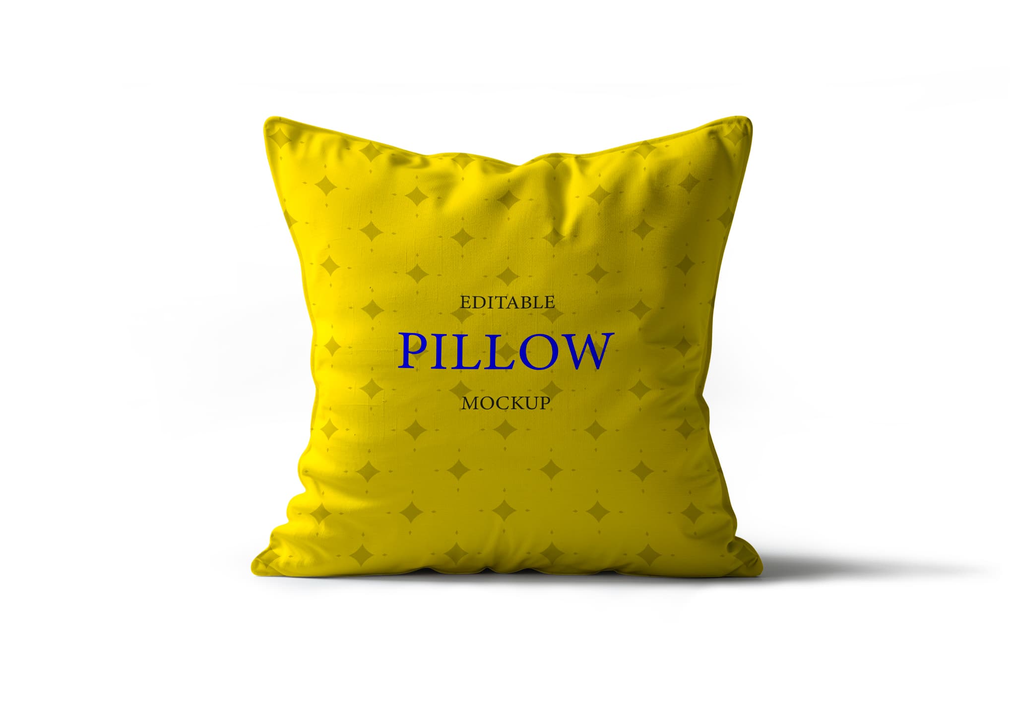 Vibrant Yellow Pillow Mockup – Geometric Diamond Pattern