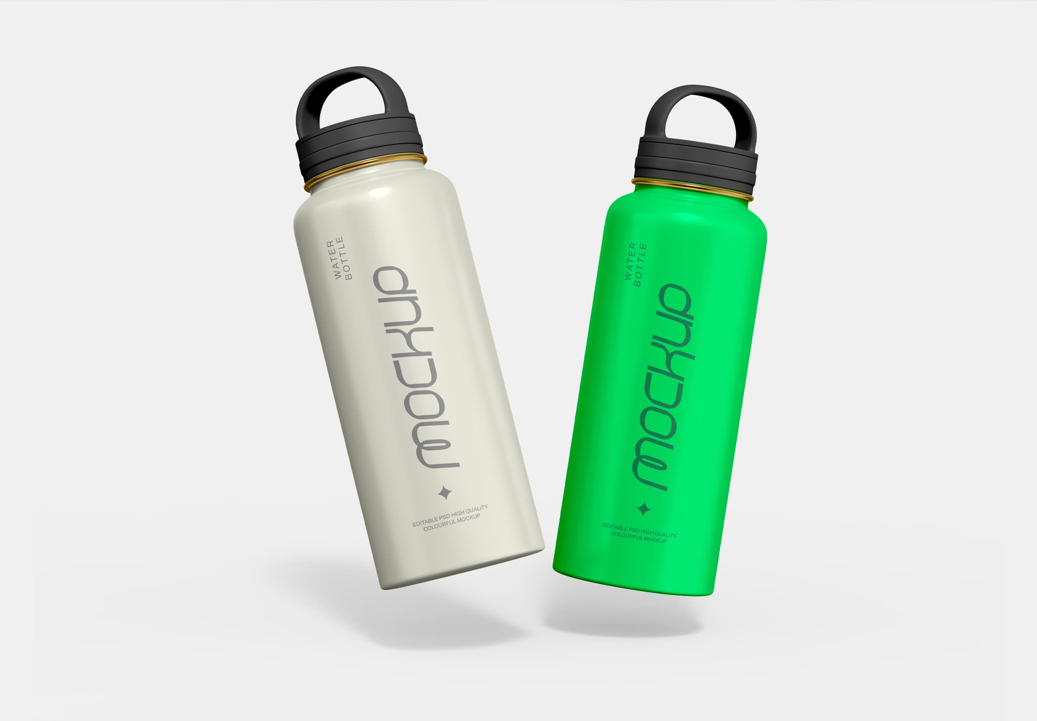 Water Bottle Mockup Template – Editable PSD, High-Quality Colorful Design for Branding & Packaging