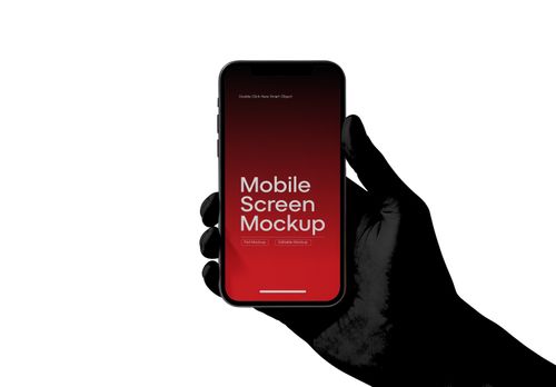 Hand-Held iPhone 13 Pro Mockup – Bold Red Screen for UI & Branding