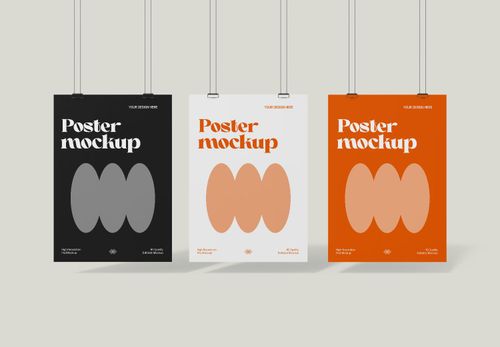 Minimalist Poster Mockup Set in Black, White & Orange