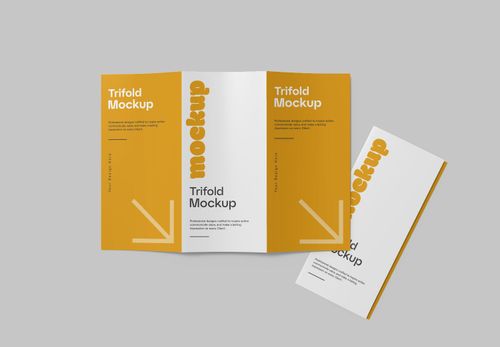 Yellow & White Trifold Brochure Mockup for Professional Design