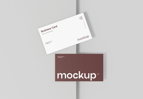 Elegant Business Card Mockup Set in White & Brown