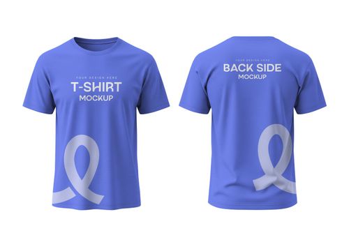 Blue T-Shirt Mockup - Front & Back Design Presentation for Merch & Branding
