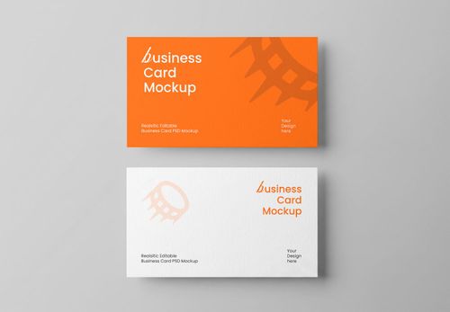 Orange Business Card Mockup - Editable PSD Template