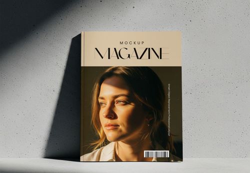 Minimalist Magazine Mockup - Professional Cover Presentation on Concrete