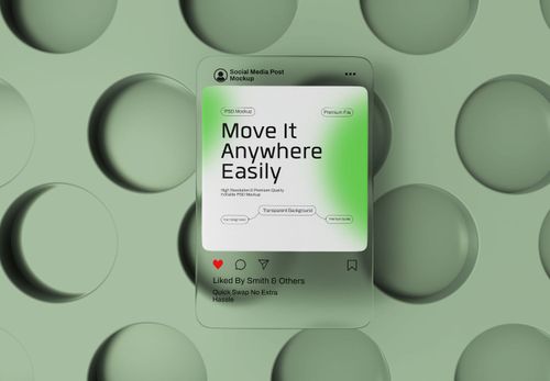 Instagram Post Mockup with Green Gradient | Move It Anywhere Easily Template