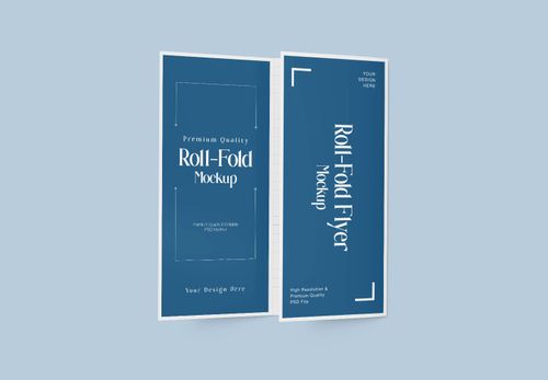 Roll-Fold Flyer Mockup | Premium Blue Design for Marketing & Events