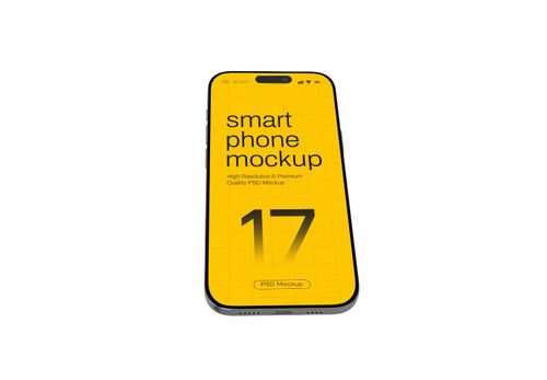 iPhone 17 Smartphone Mockup | Bold Yellow Grid Design Template