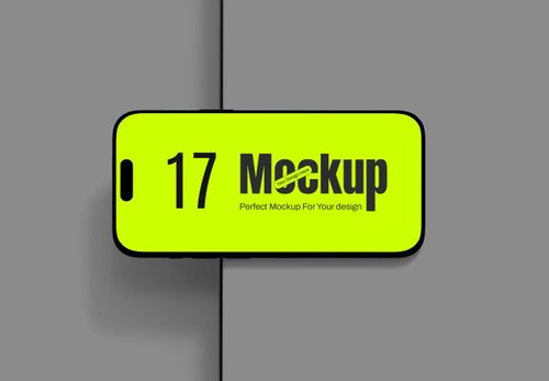 iPhone 17 Mockup with Neon Green Screen | Bold Design Template