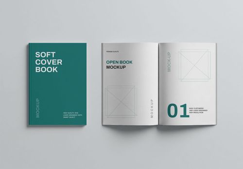 Soft Cover Book Mockup Set | Open & Closed Design for Authors & Designers